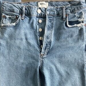 AGOLDE Nico High Rise Slim Button-Fly Vintage Style Trendy Jeans